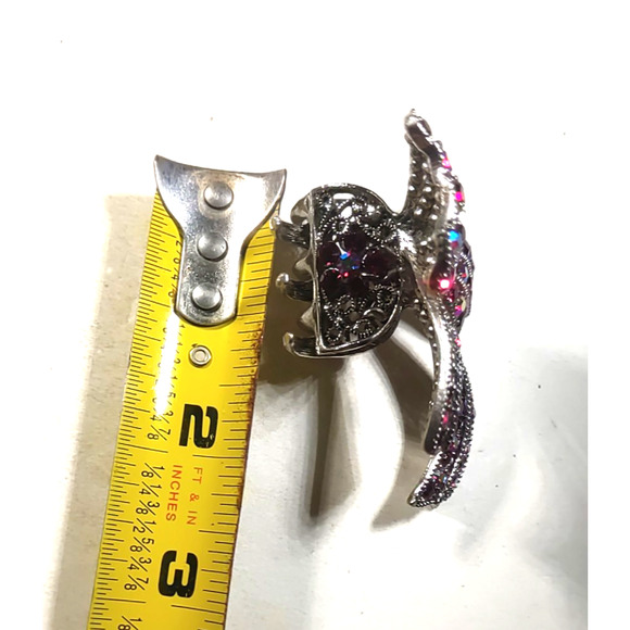 Ruby Red Rhinestone Bow Alligator Clip Hair Barrette Christmas Party Dance - Picture 7 of 8